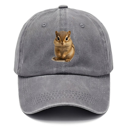 Baby Chipmunk - striped back, cheek pouches, tiny paws, bright eyes, front-facing, - Classic Cap - Urban Haze(Grey)