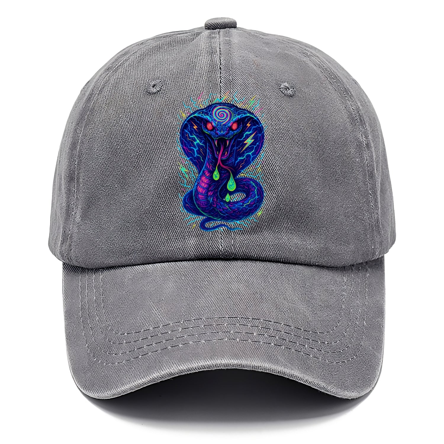 Mesmerizing cobra with hypnotic spiral patterns in the hood, scales that shimmer with - Classic Cap - Urban Haze(Grey)