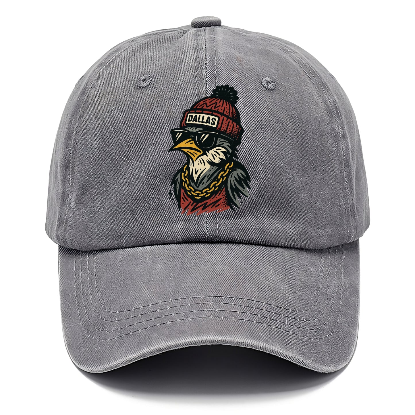 Dallas Mockingbird wearing Dallas beanie with pom pom and wayfarer sunglasses - Classic Cap - Urban Haze(Grey)