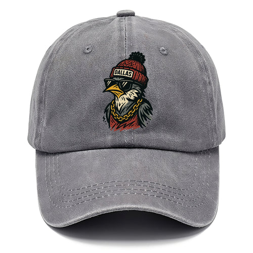 Dallas Mockingbird wearing Dallas beanie with pom pom and wayfarer sunglasses - Classic Cap