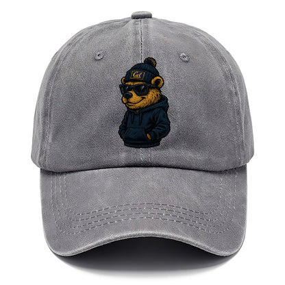 Berkeley Bear wearing Cal beanie with script patch - Classic Cap - Urban Haze(Grey)