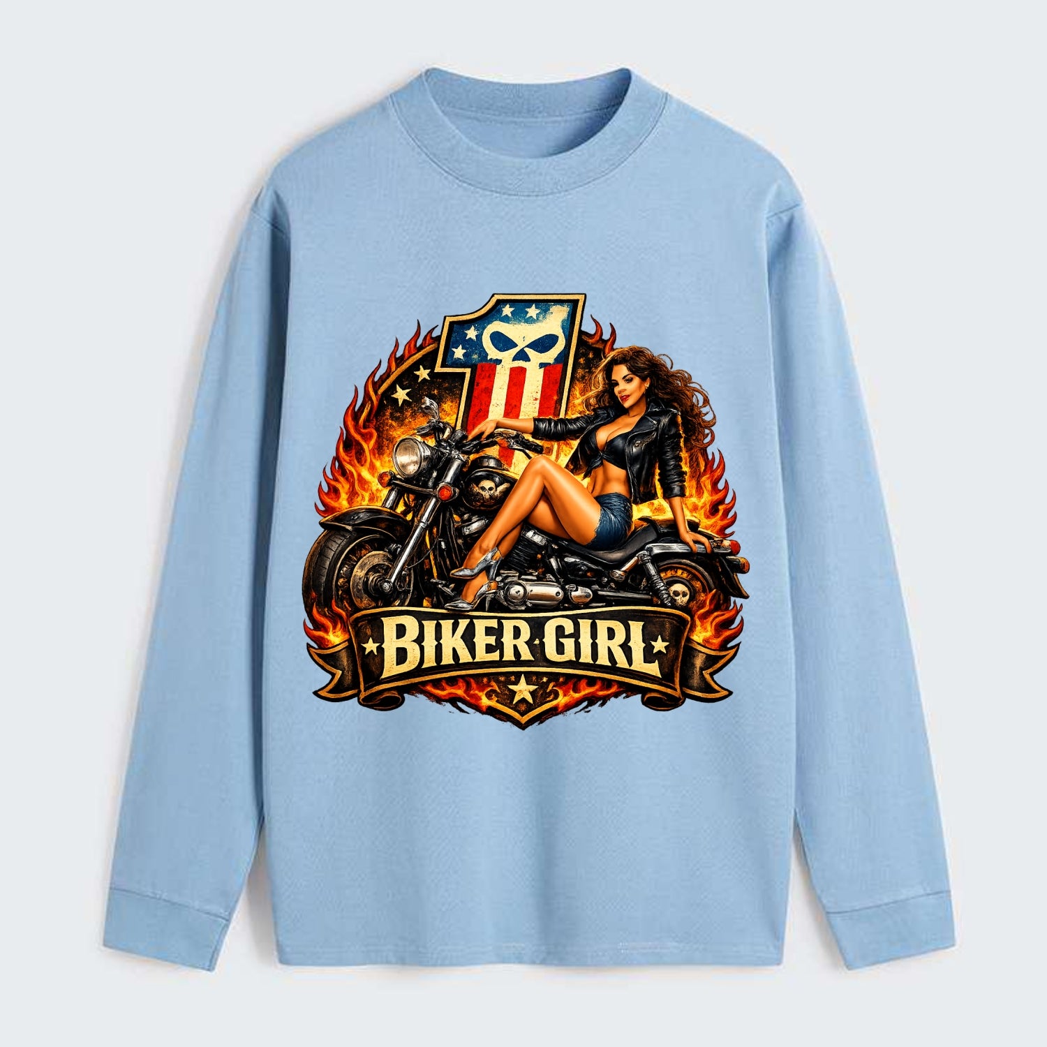 Vintage Biker Pin Up - Classic Long Sleeve Shirt