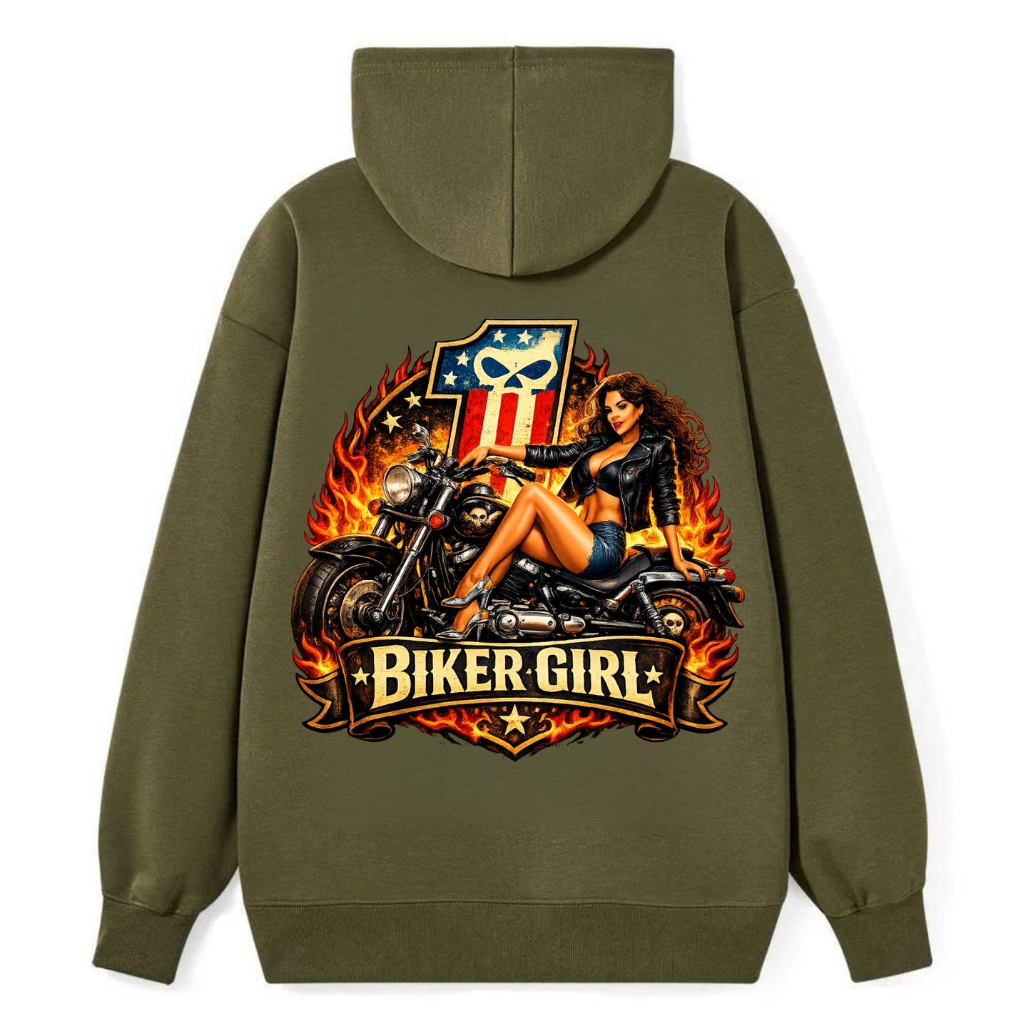 Vintage Biker Pin Up - Classic Pullover Hoodie