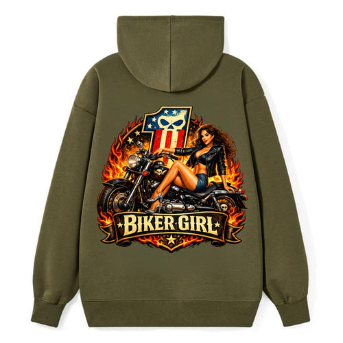 Vintage Biker Pin Up - Classic Pullover Hoodie
