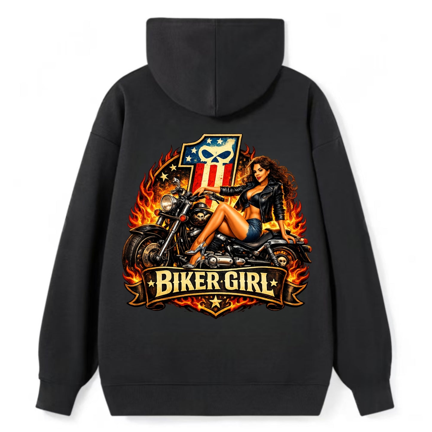 Vintage Biker Pin Up - Classic Pullover Hoodie