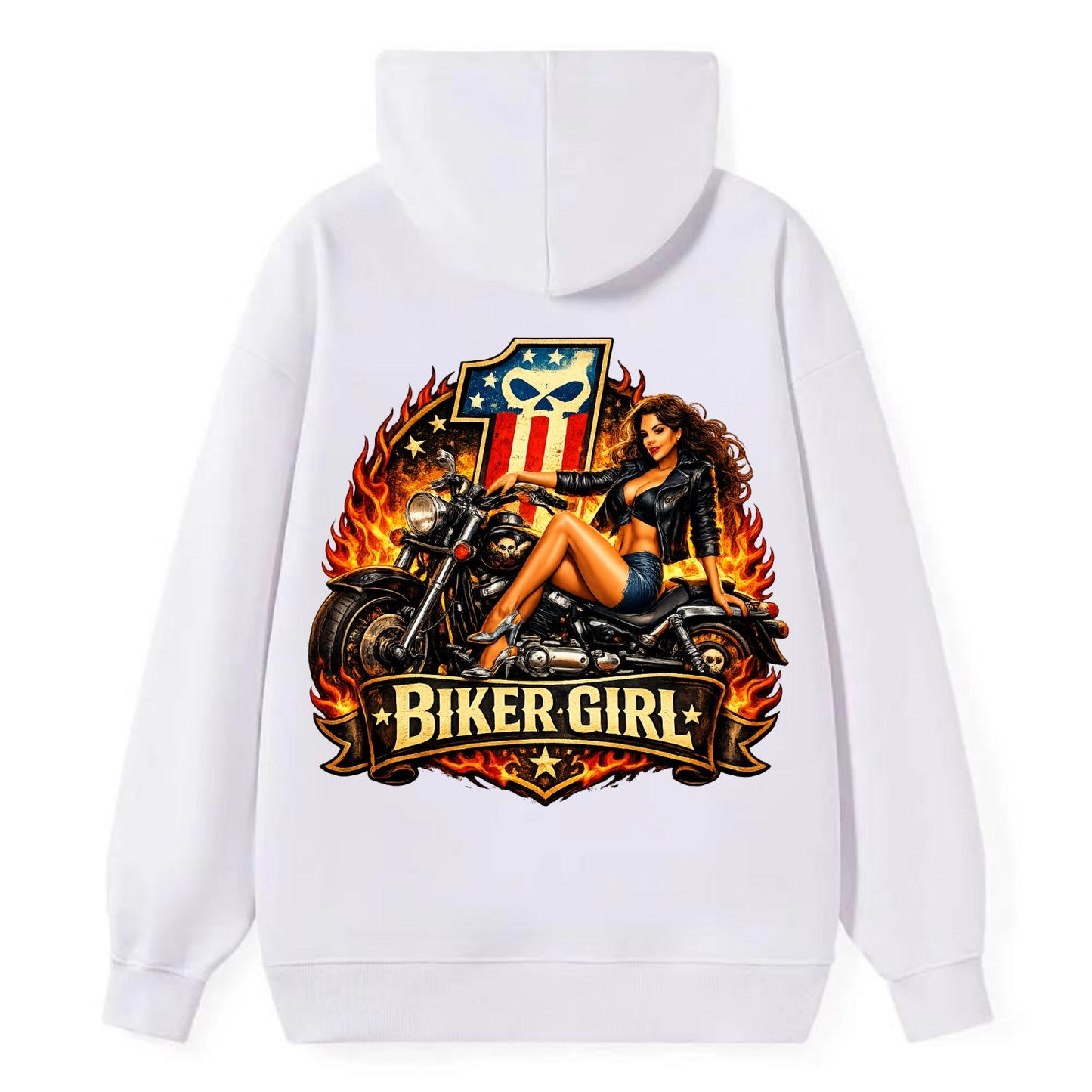 Vintage Biker Pin Up - Classic Pullover Hoodie