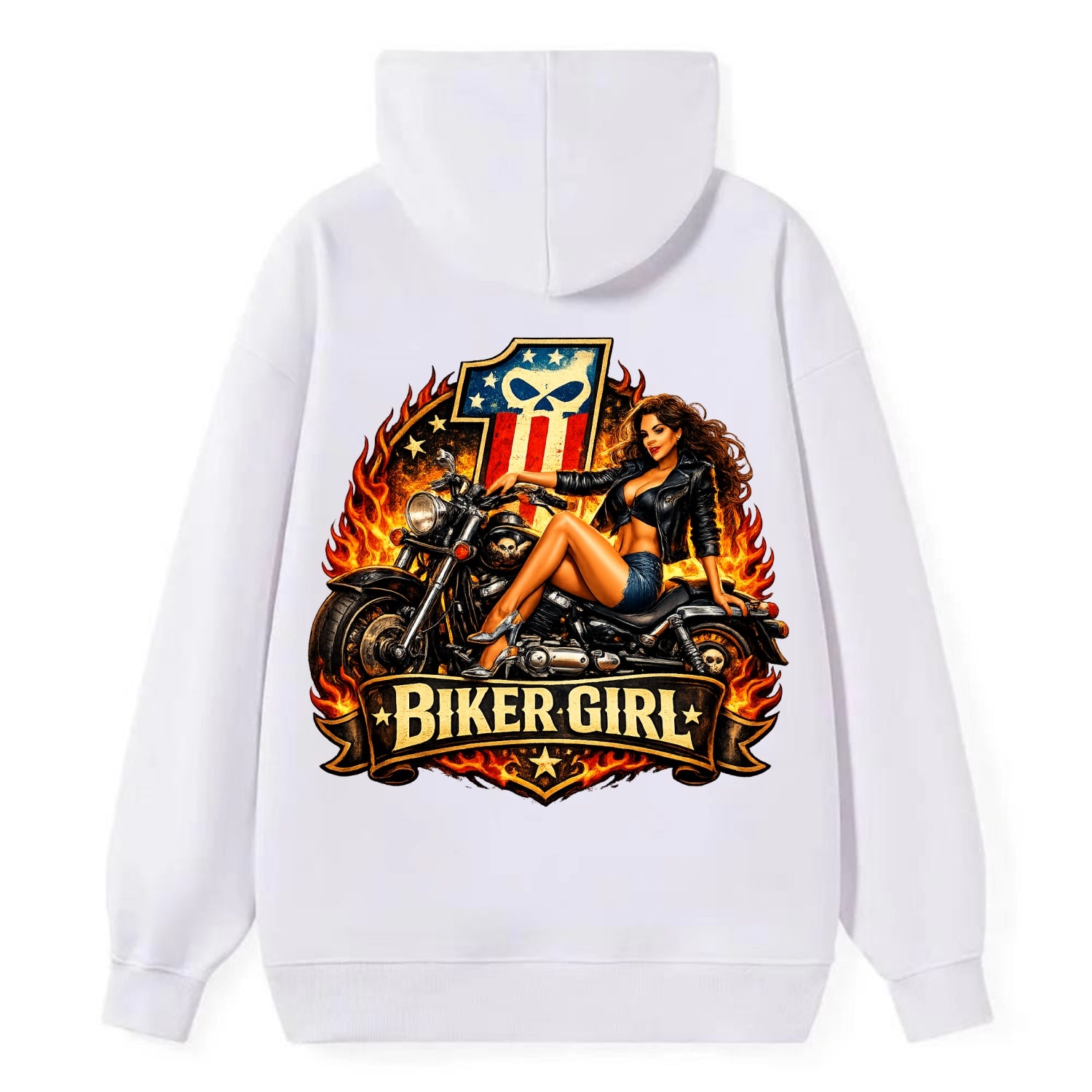 Vintage Biker Pin Up - Classic Pullover Hoodie