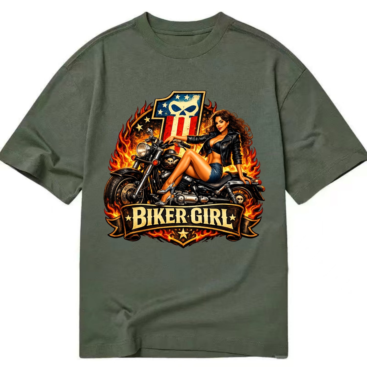 Vintage Biker Pin Up - Classic T-shirt
