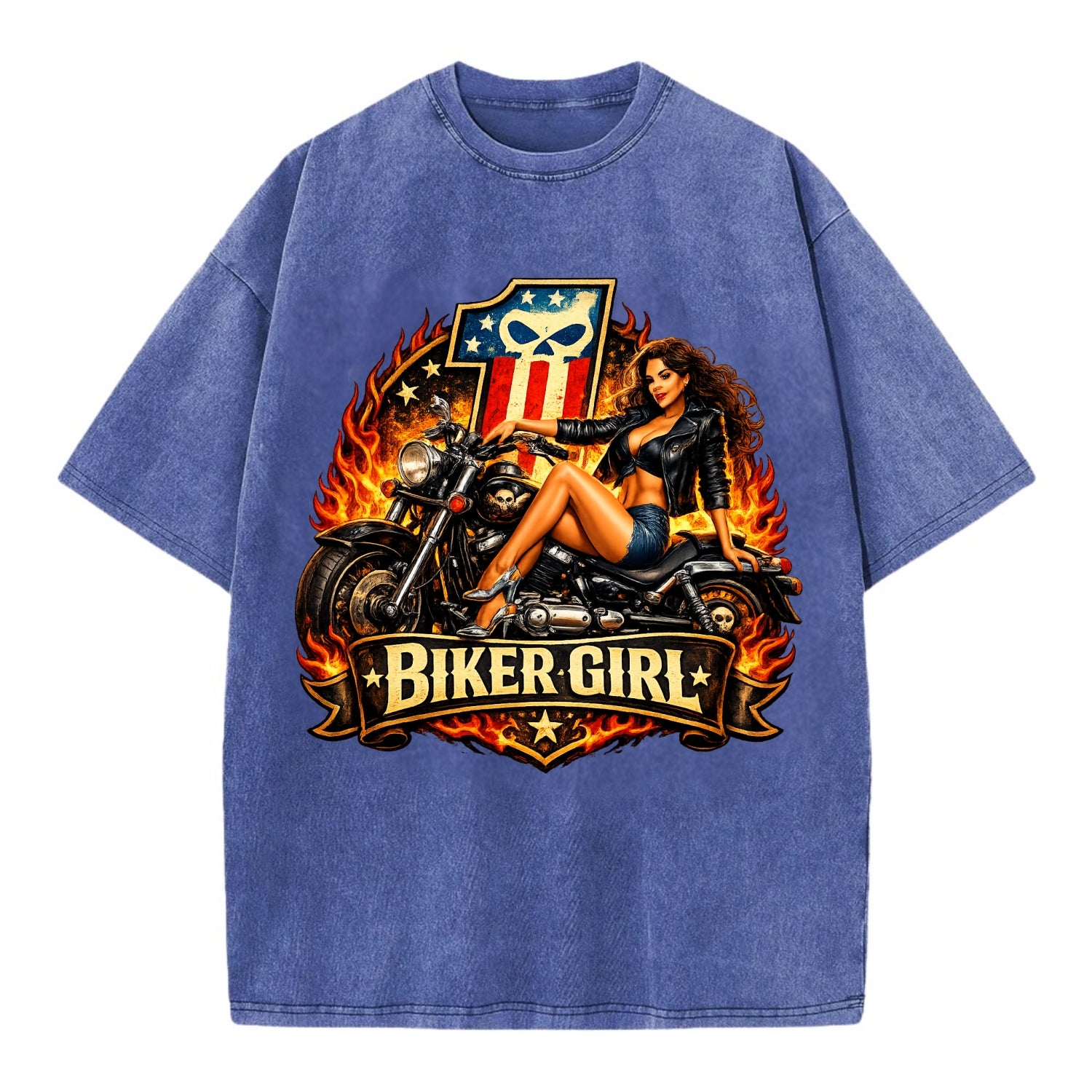 Vintage Biker Pin Up - Vintage T-shirt