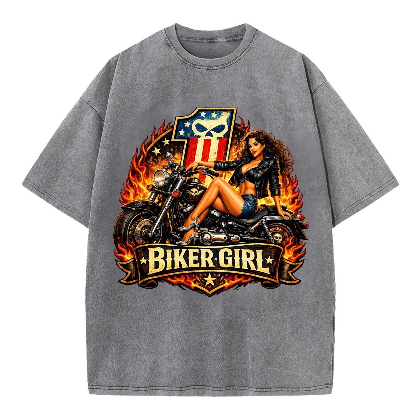 Vintage Biker Pin Up - Vintage T-shirt