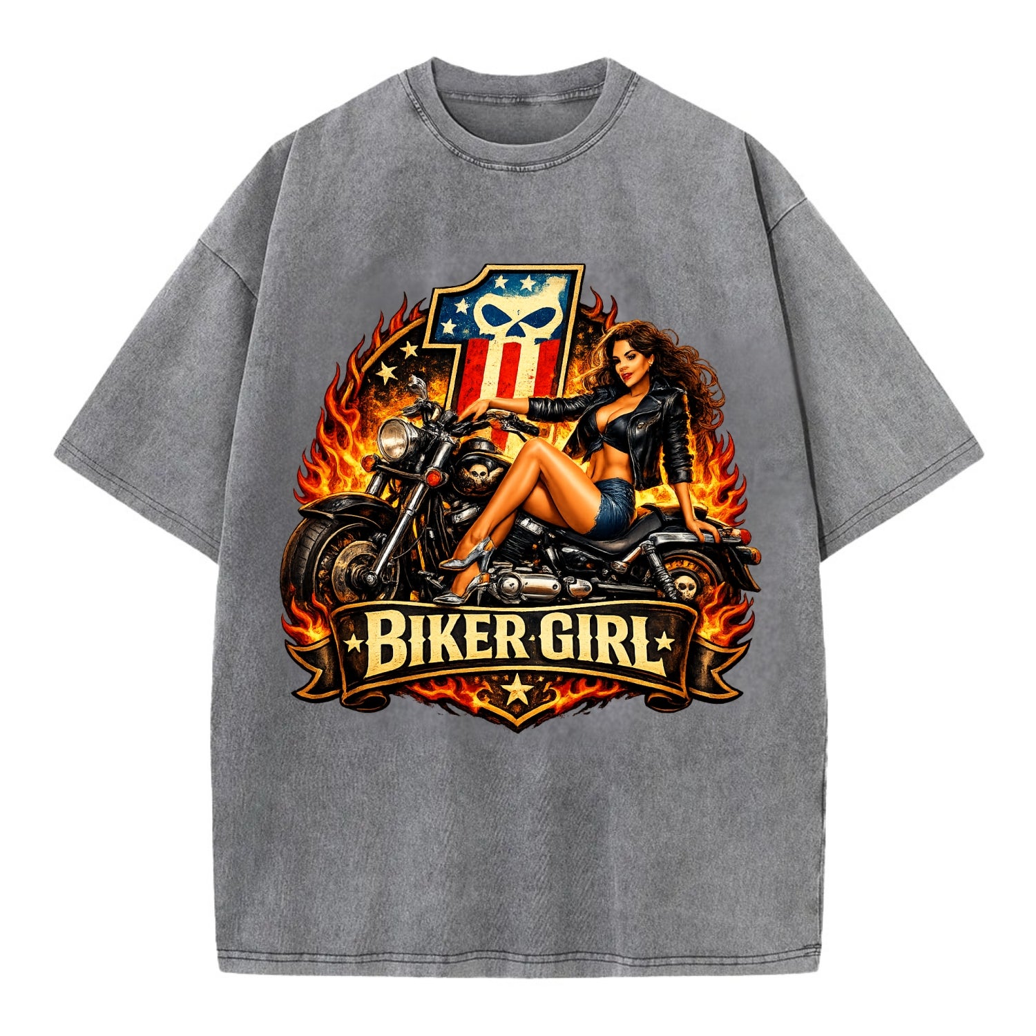 Vintage Biker Pin Up - Vintage T-shirt