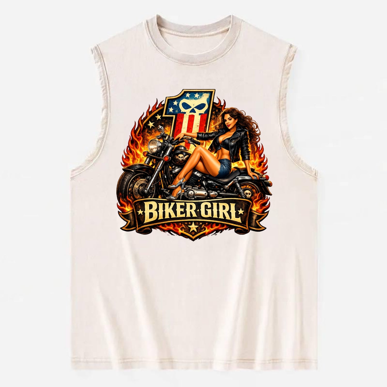 Vintage Biker Pin Up - Vintage Washed Tank