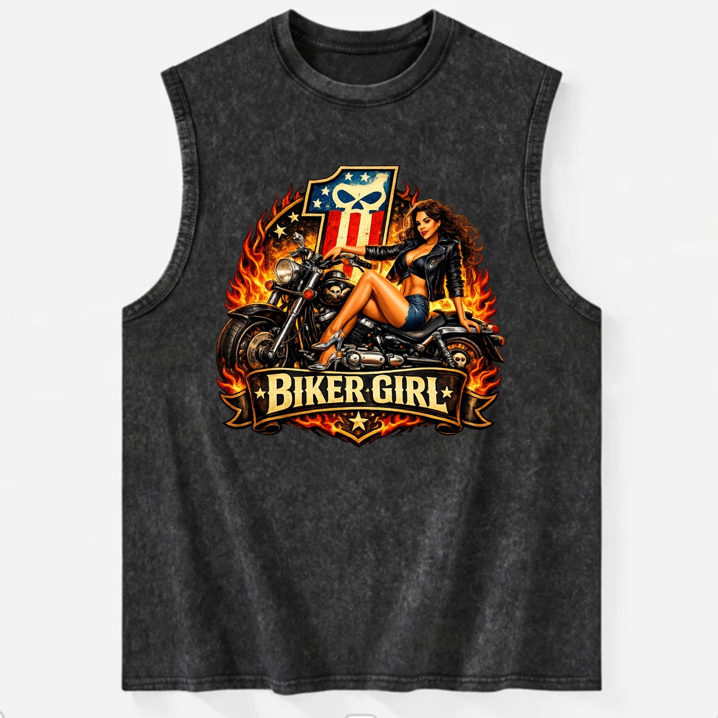 Vintage Biker Pin Up - Vintage Washed Tank