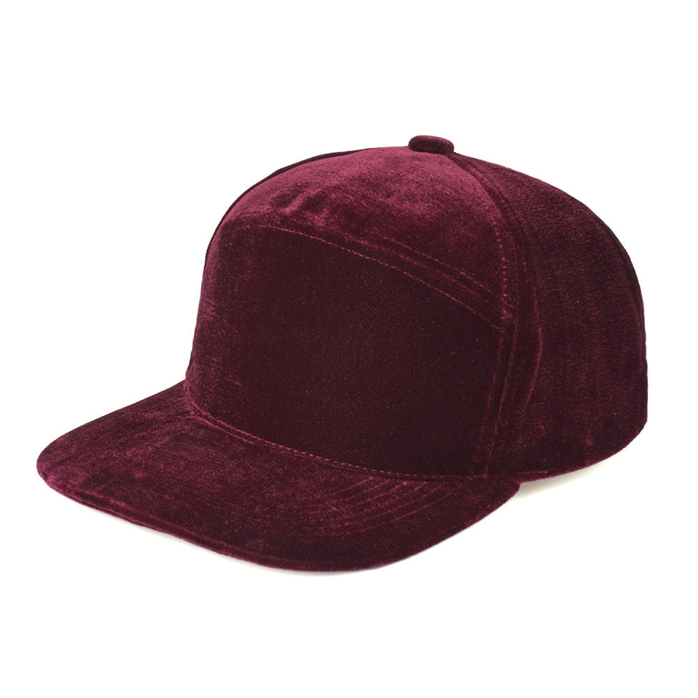 Velvet Solid Color Flat Duck Tongue Hip Hop Street Dance Baseball Cap