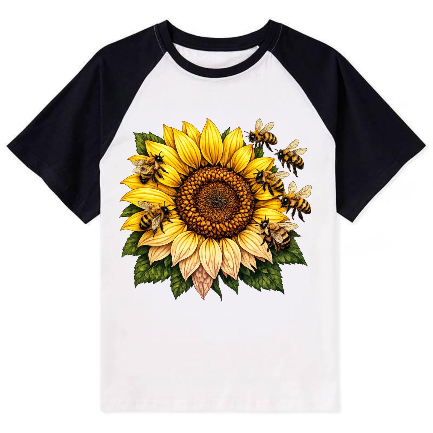 Vintage Sunflower - Contrast Raglan T-shirt