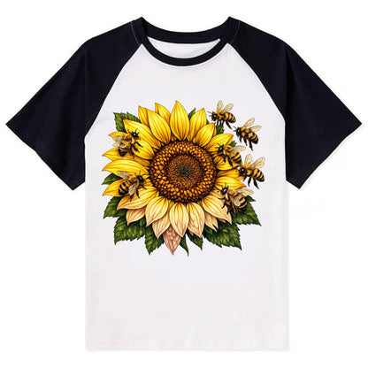 Vintage Sunflower - Contrast Raglan T-shirt
