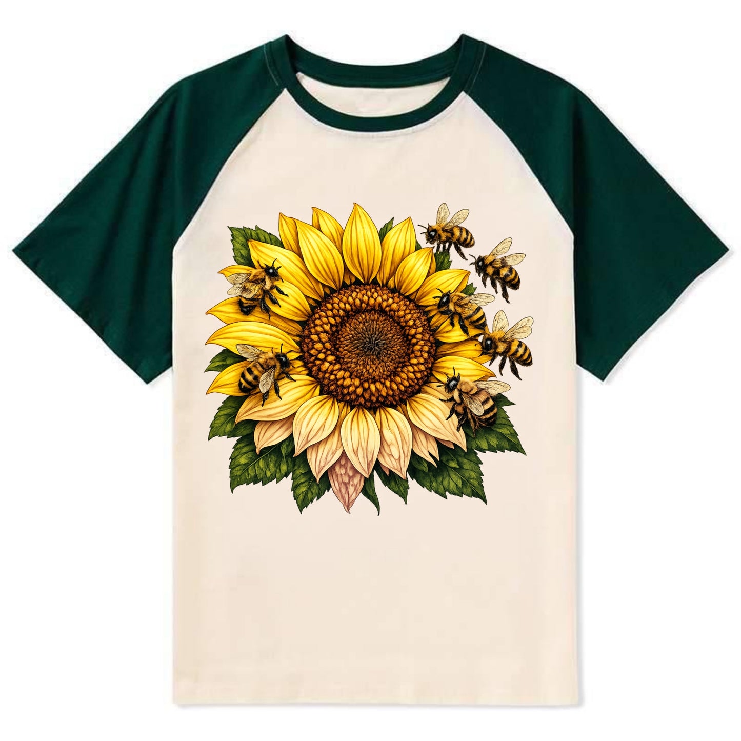 Vintage Sunflower - Contrast Raglan T-shirt