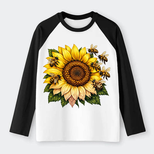 Vintage Sunflower - Raglan Long Sleeve T-Shirt