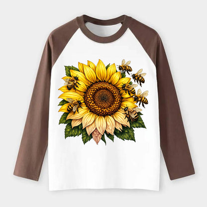 Vintage Sunflower - Raglan Long Sleeve T-Shirt