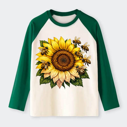 Vintage Sunflower - Raglan Long Sleeve T-Shirt