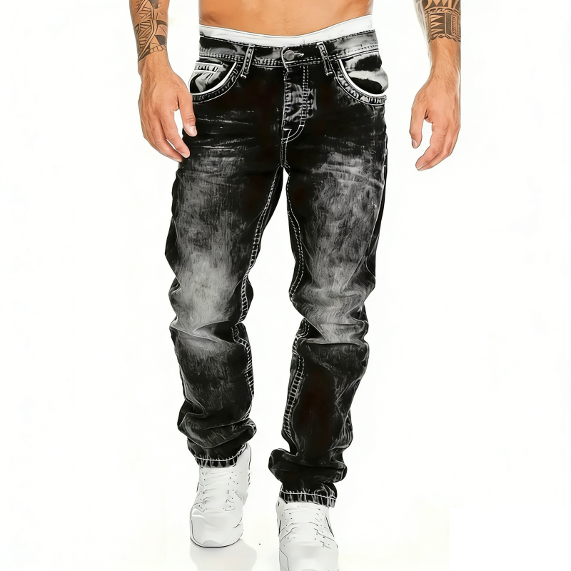 Vintage Wash Straight Leg Hip Hop Jeans
