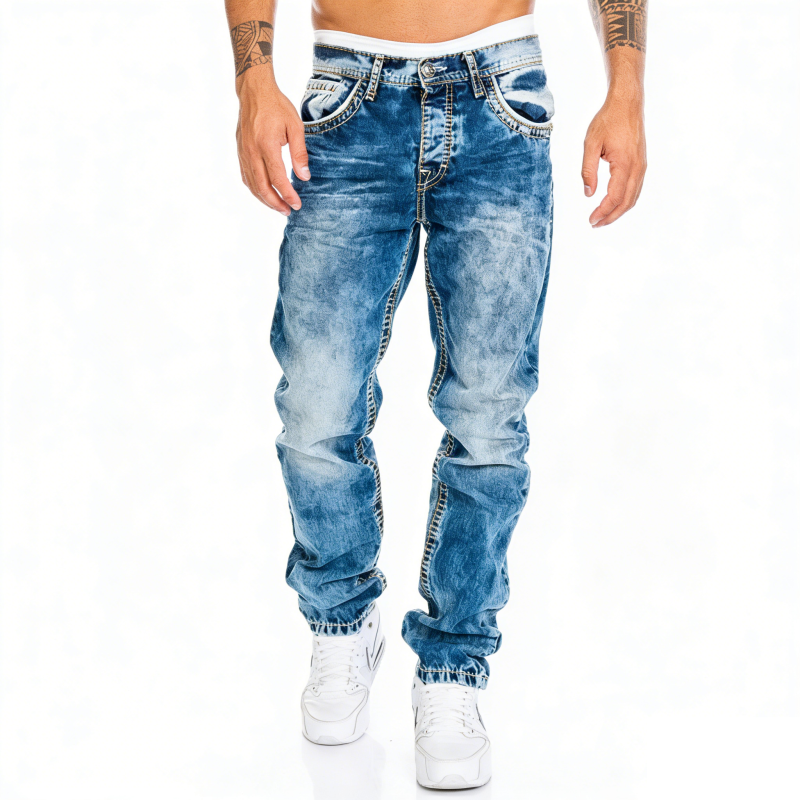 Vintage Wash Straight Leg Hip Hop Jeans
