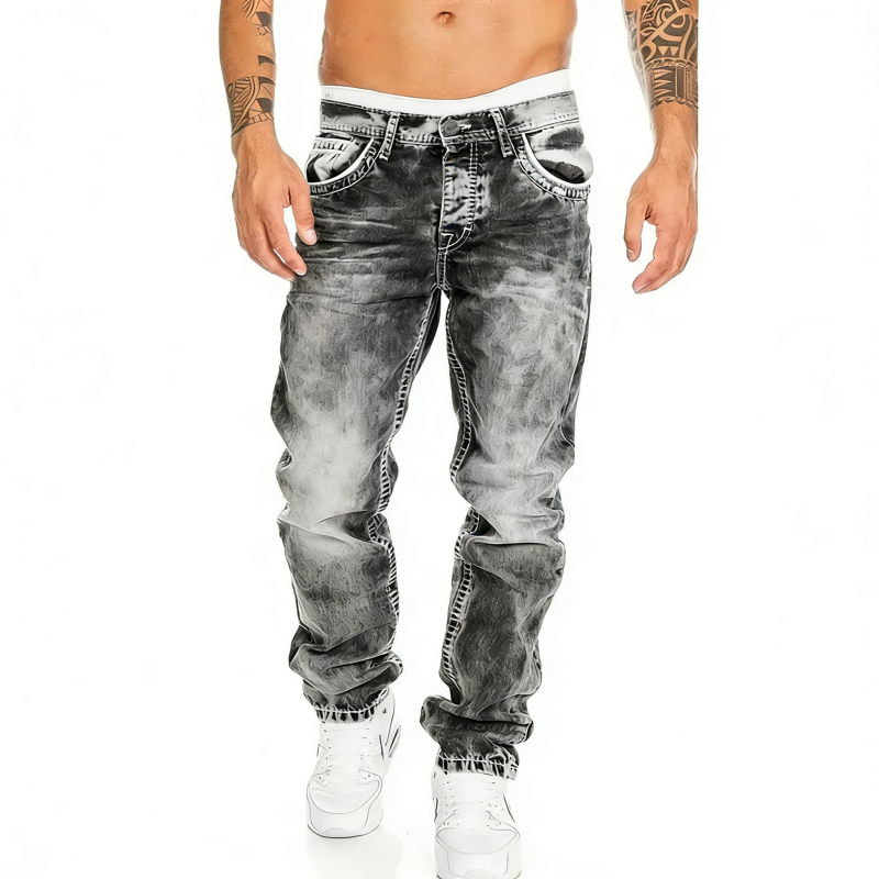 Vintage Wash Straight Leg Hip Hop Jeans