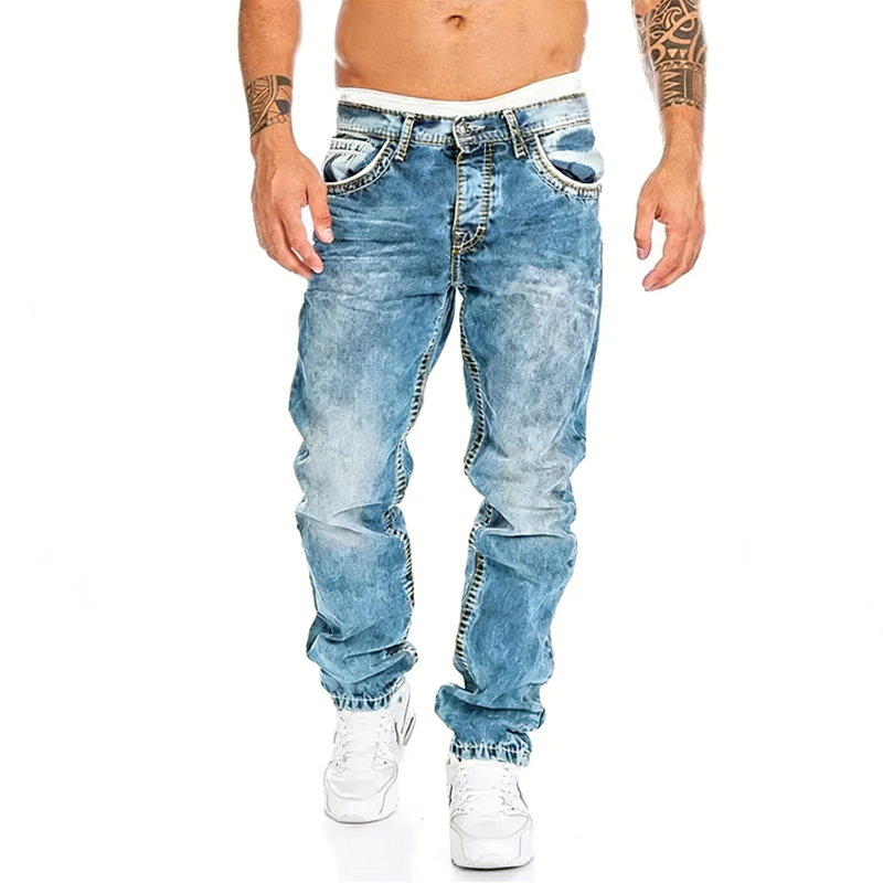 Vintage Wash Straight Leg Hip Hop Jeans