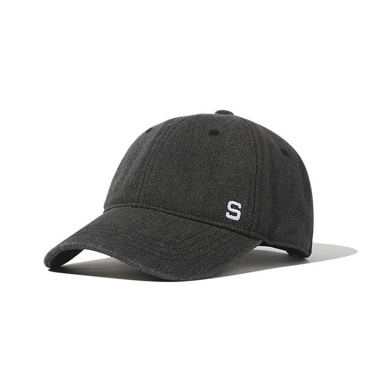 Washed Canvas Baseball Cap - Embroidered Casual Style