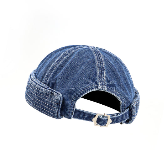 Washed Denim Sailor Hat - Retro Streetwear Style
