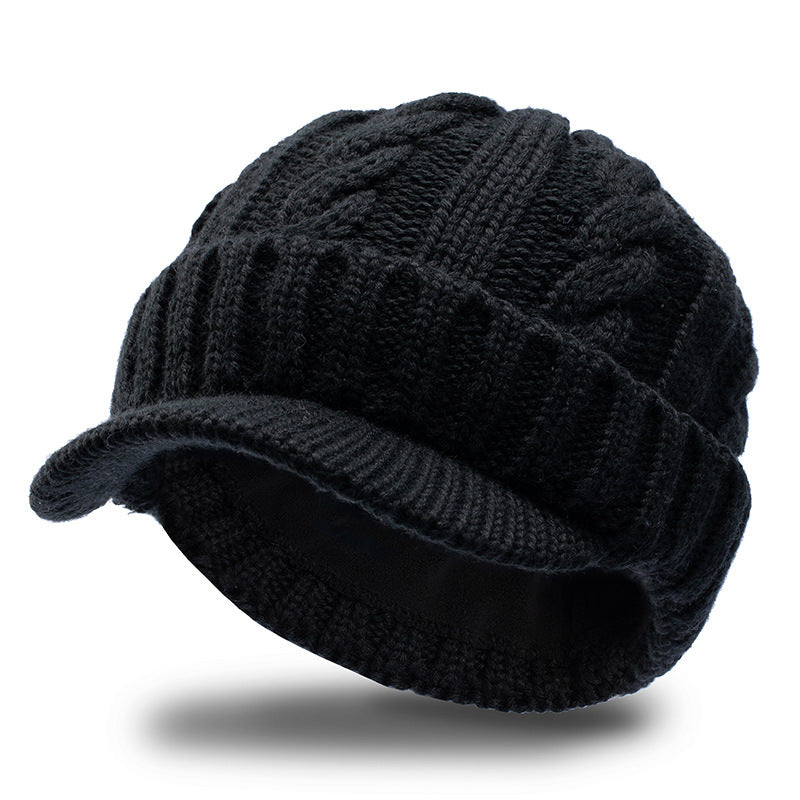 Warm Fleece-Lined Wool Knit Hat for Men