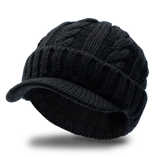 Warm Fleece-Lined Wool Knit Hat for Men
