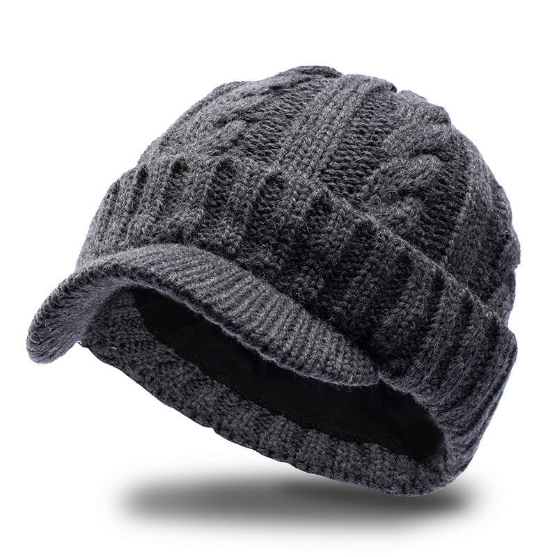 Warm Fleece-Lined Wool Knit Hat for Men