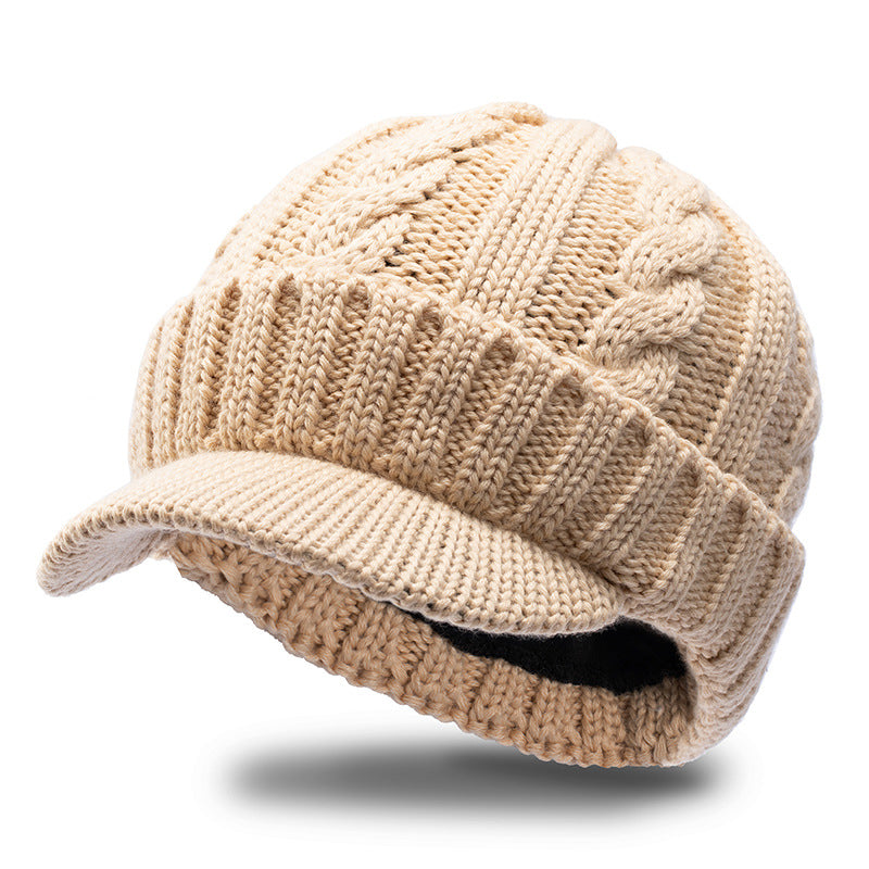 Warm Fleece-Lined Wool Knit Hat for Men