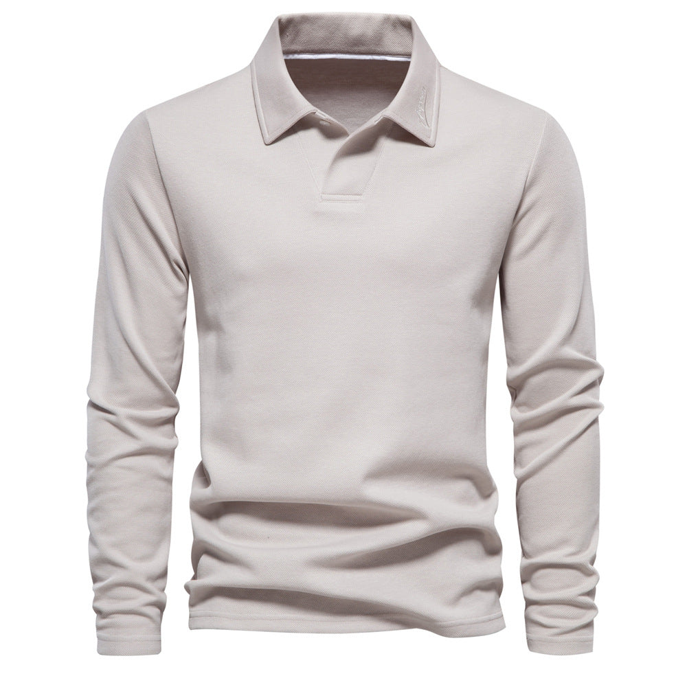 Washed Lapel Polo Shirt for Men - All-Season Casual Style