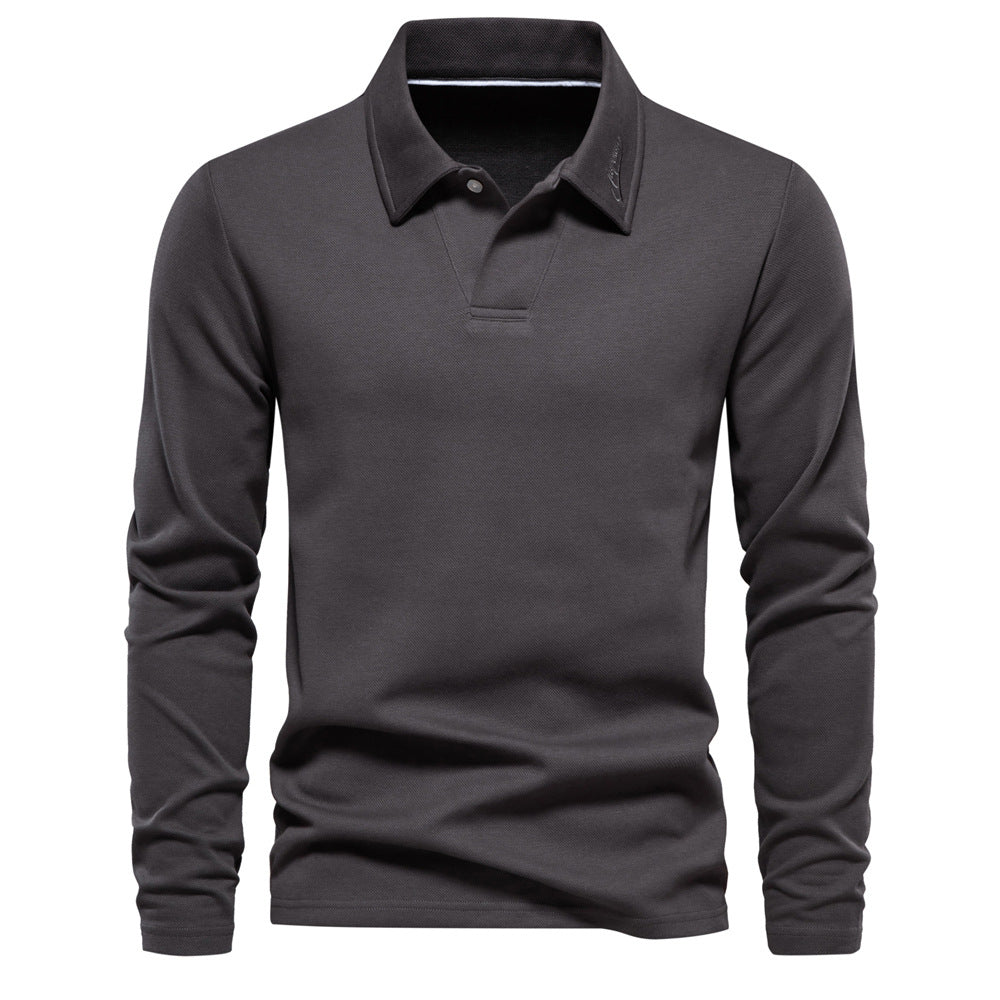 Washed Lapel Polo Shirt for Men - All-Season Casual Style
