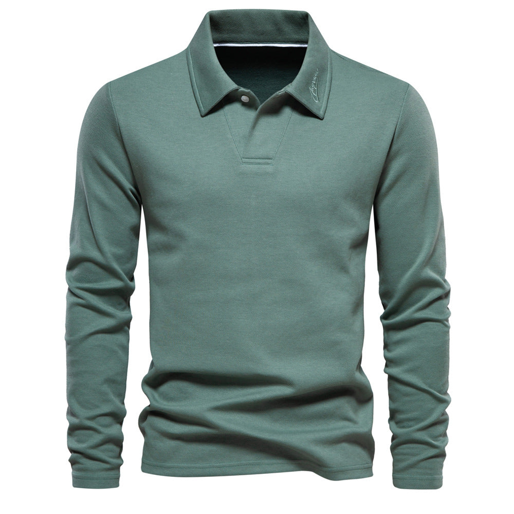 Washed Lapel Polo Shirt for Men - All-Season Casual Style