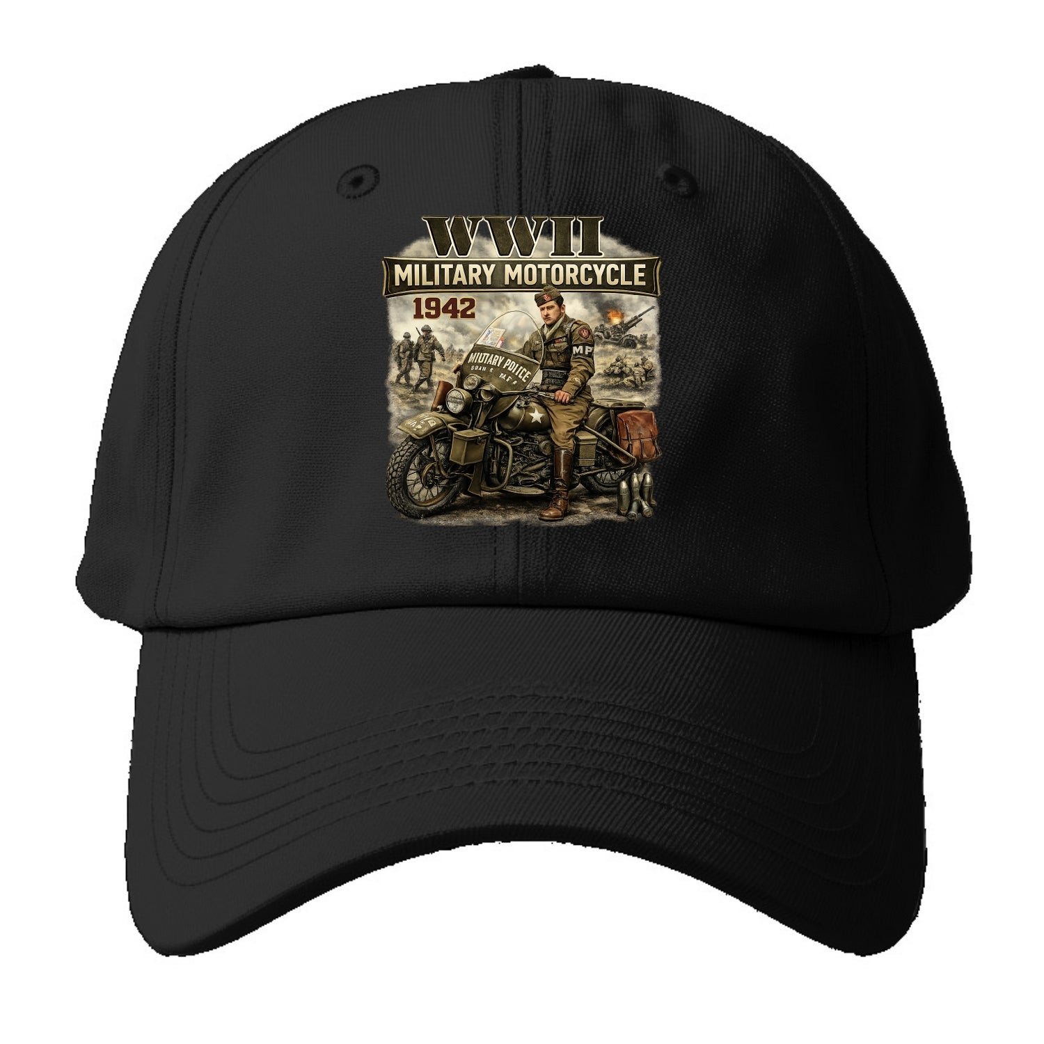 Wwii Military Motorcycle 1942 - Baseball Cap