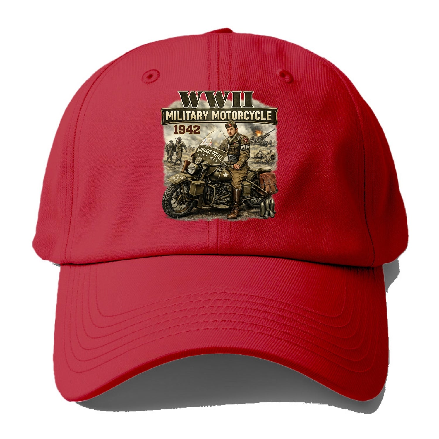 Wwii Military Motorcycle 1942 - Baseball Cap