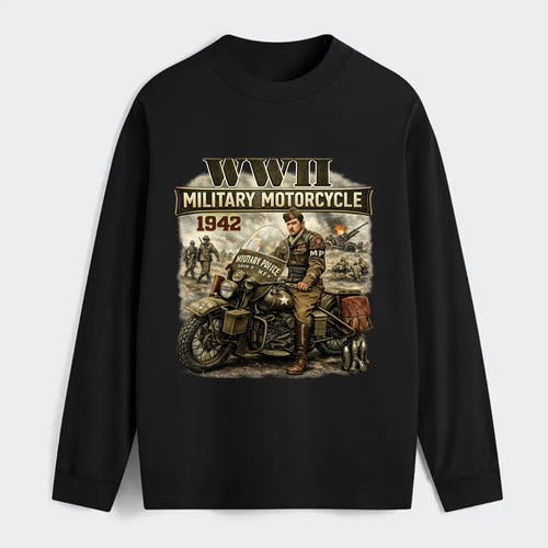 Wwii Military Motorcycle 1942 - Classic Long Sleeve Shirt