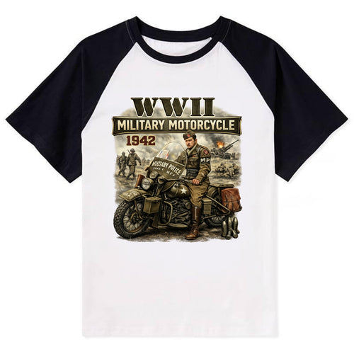 Wwii Military Motorcycle 1942 - Contrast Raglan T-shirt