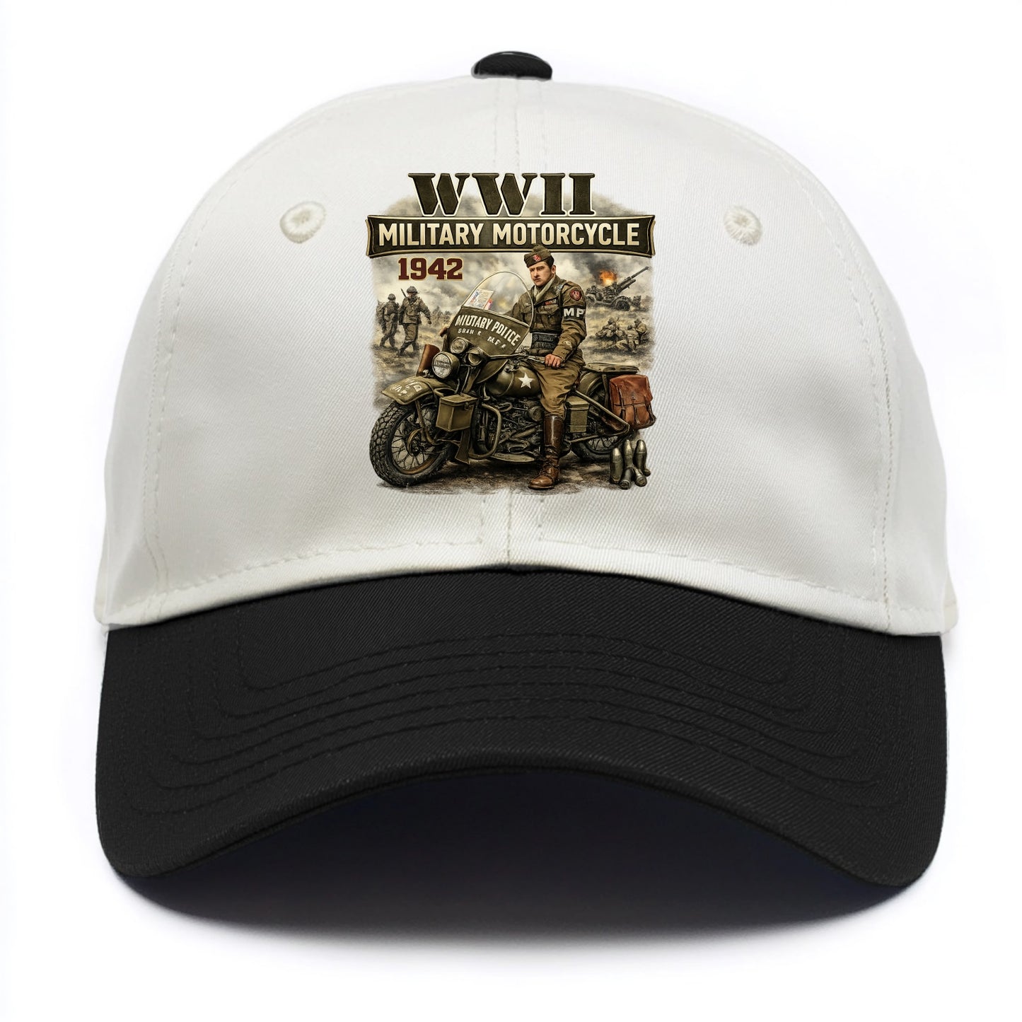 Wwii Military Motorcycle 1942 - Two Tone Cap