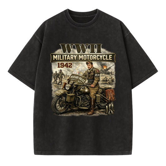 Wwii Military Motorcycle 1942 - Vintage T-shirt