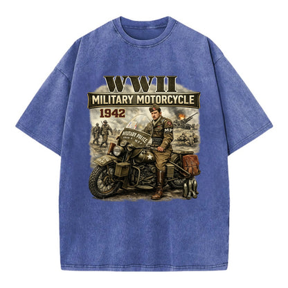 Wwii Military Motorcycle 1942 - Vintage T-shirt