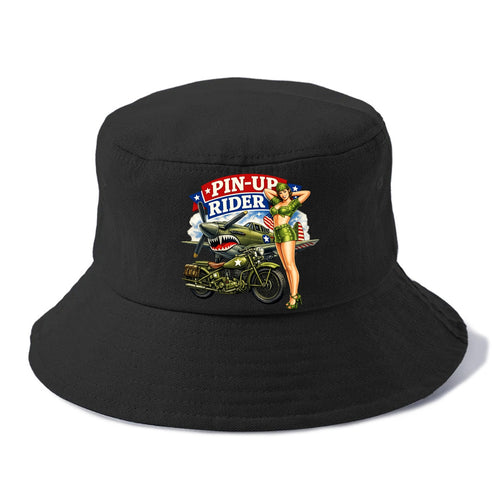 Wwii Pin Up Rider - Bucket Hat