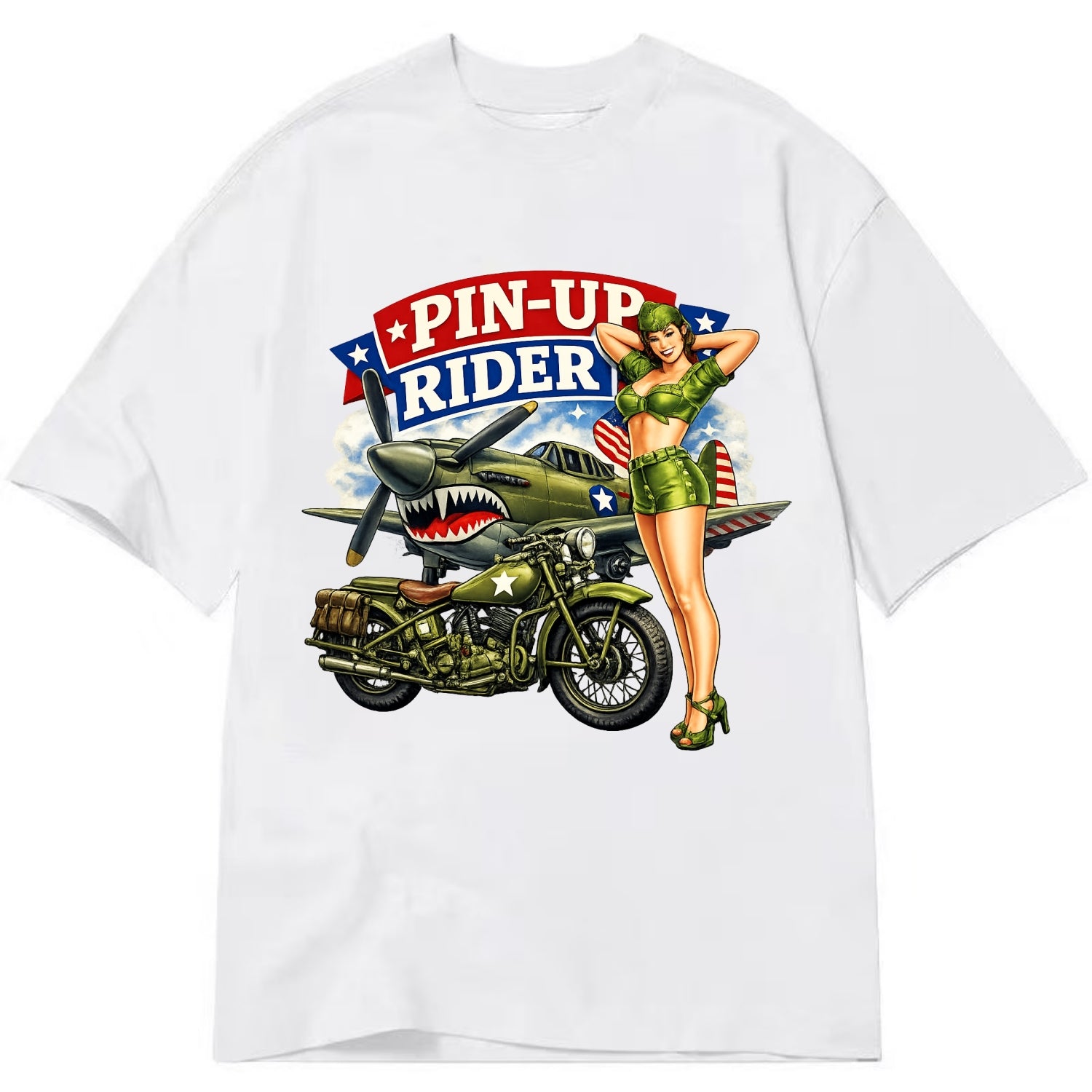 Wwii Pin Up Rider - Classic T-shirt