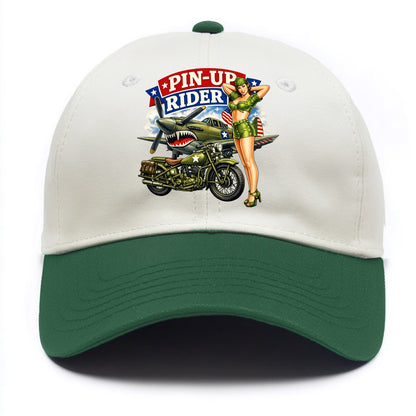 Wwii Pin Up Rider - Two Tone Cap