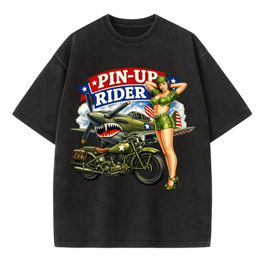 Wwii Pin Up Rider - Vintage T-shirt