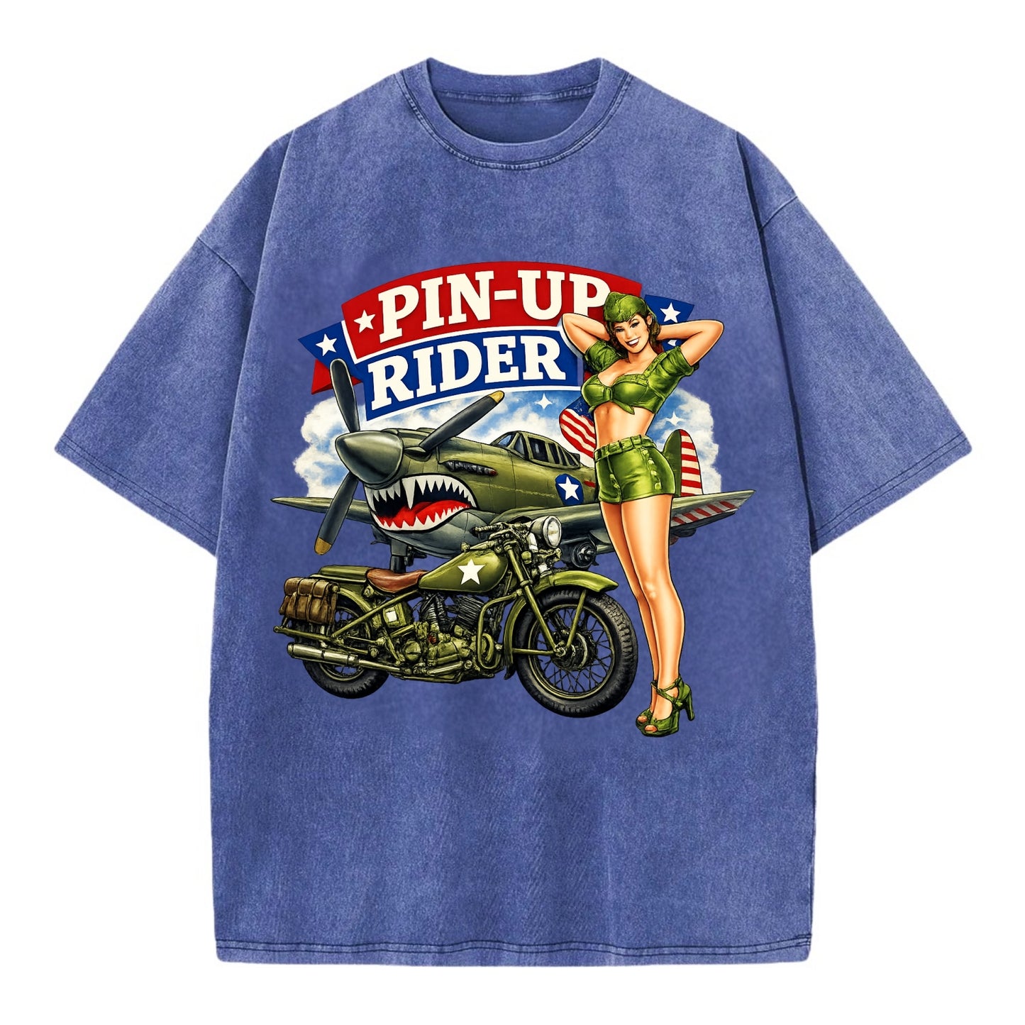 Wwii Pin Up Rider - Vintage T-shirt
