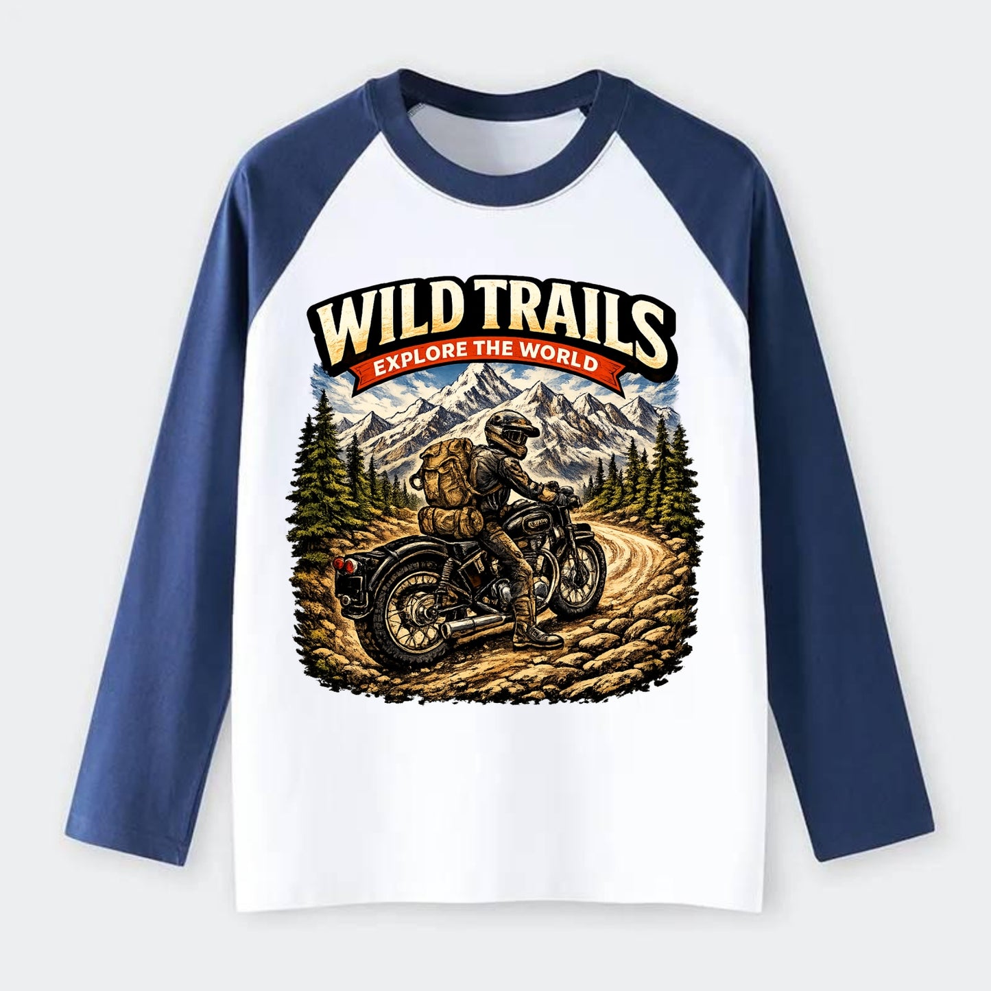 Wild Trails Explorer - Raglan Long Sleeve T-Shirt
